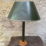 Vintage lamp in imitation green leather