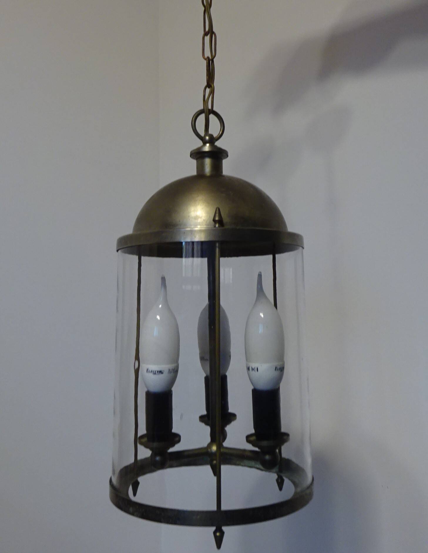 Metal and glass pendant light