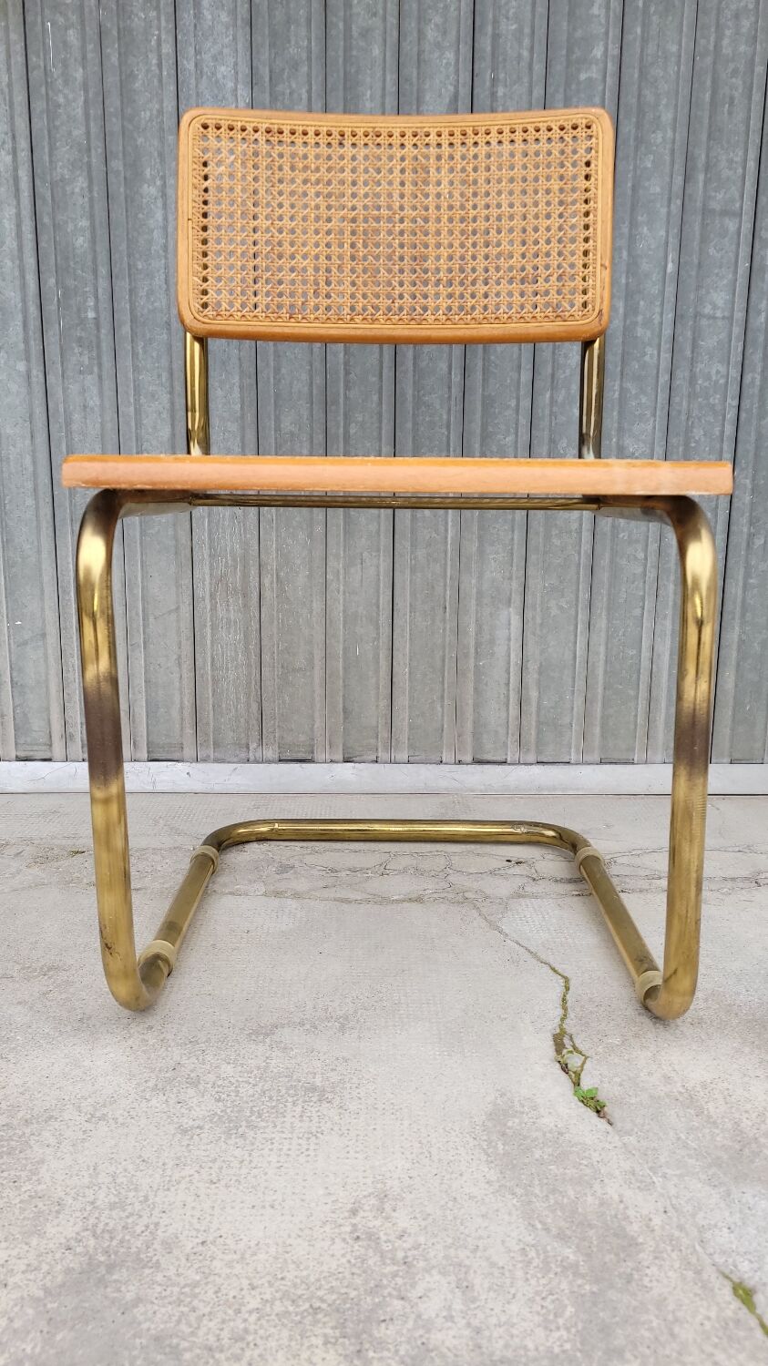 Marcel Breuer chair in cane model B32 vintage gold color