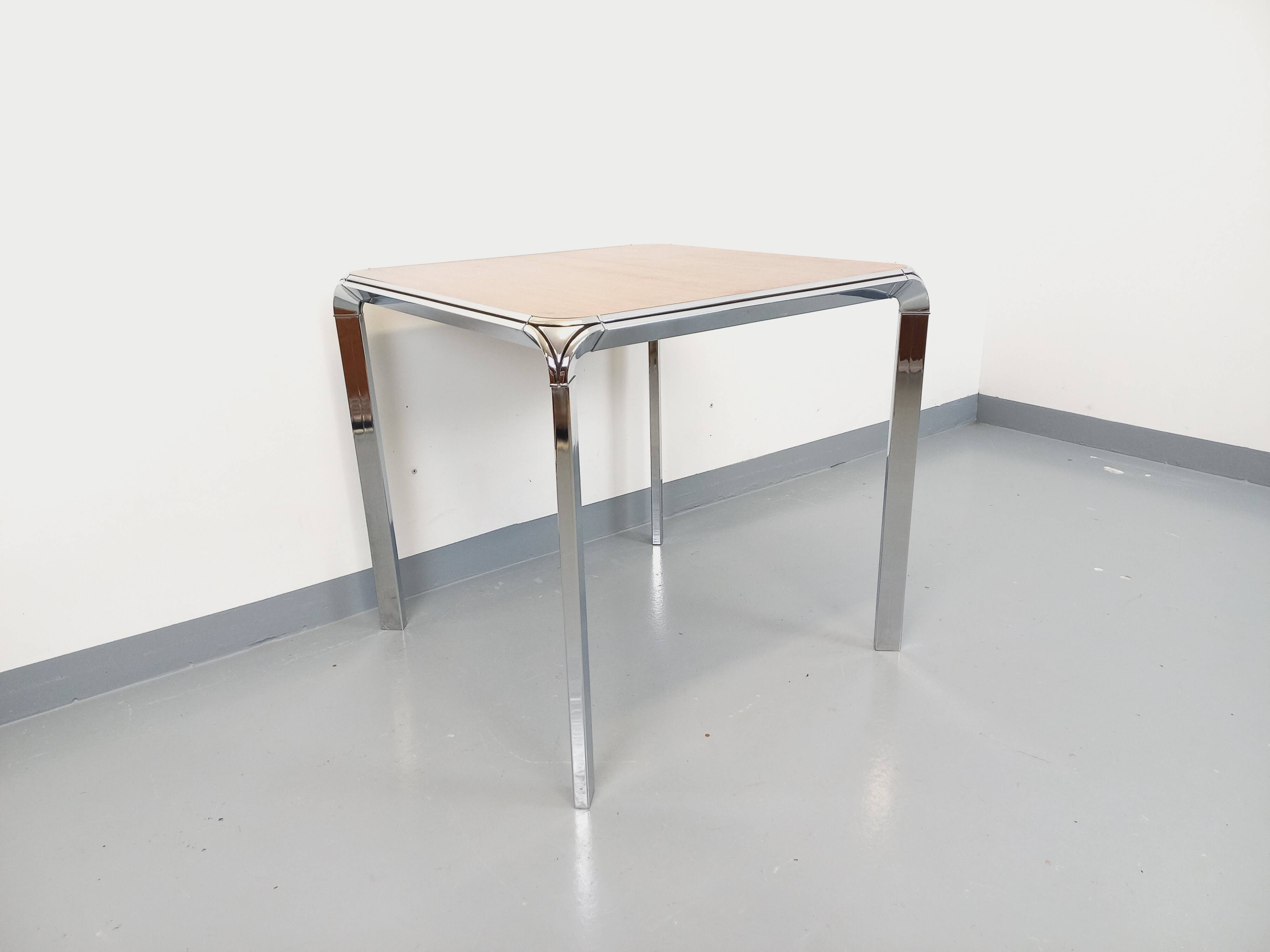 Pierre Paulin vintage square dining table in rosewood and metal