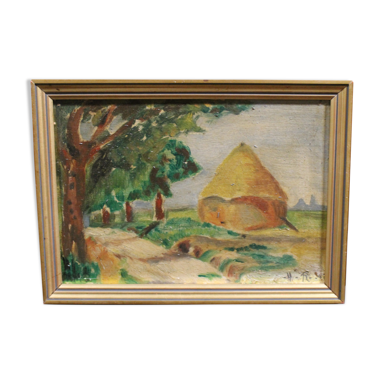 Ancient landscape painting signed