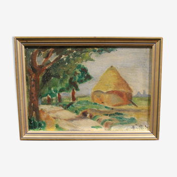 Tableau ancien paysage signé