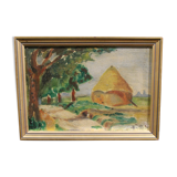 Ancient landscape painting signed