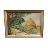 Tableau ancien paysage signé