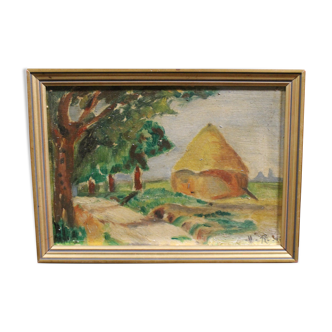 Ancient landscape painting signed