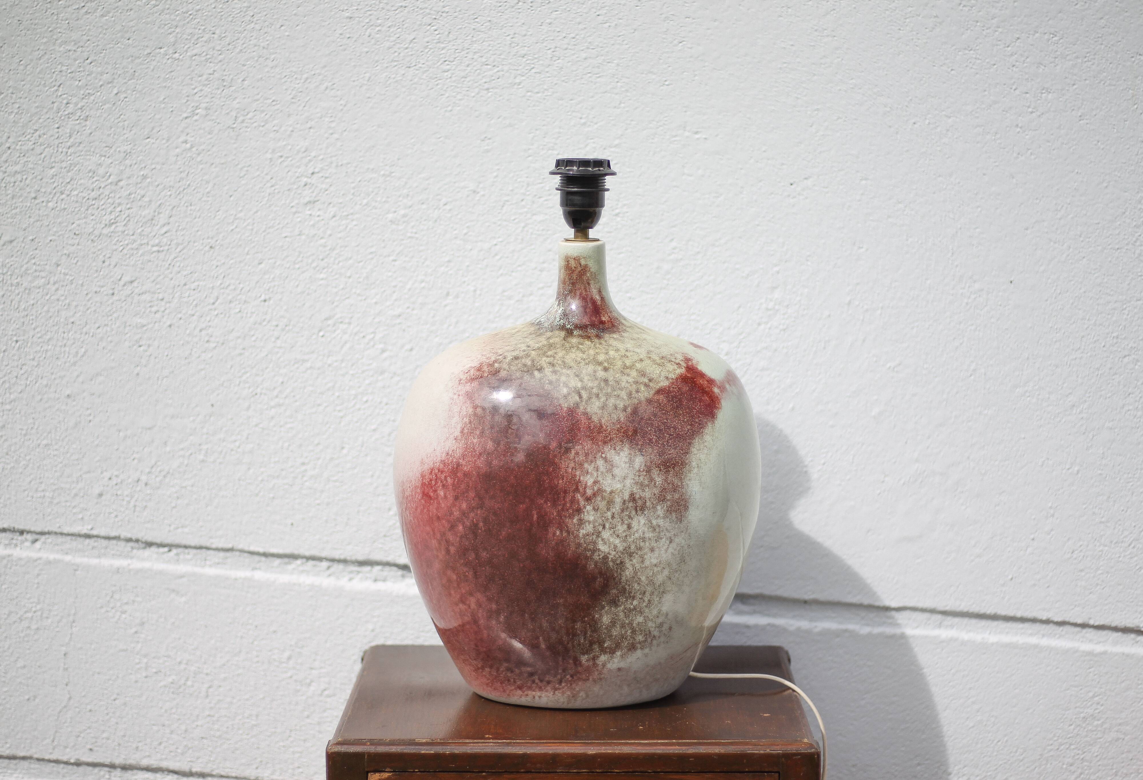 Ceramic lamp with lampshade, large table lamp, gray tones and oxblood ceramic lamp, dice