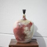Lampe céramique avec abat-jour, grande lampe à poser, lampe céramique tons gris et sang de boeuf, dé