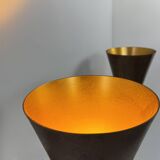 Pair of vintage patinated copper metal wall lights, France, 1980.