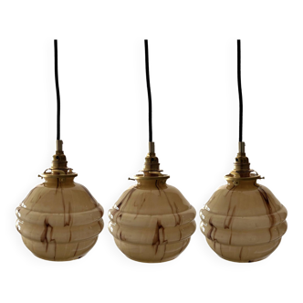 Set of three Arf Déco pendant lights