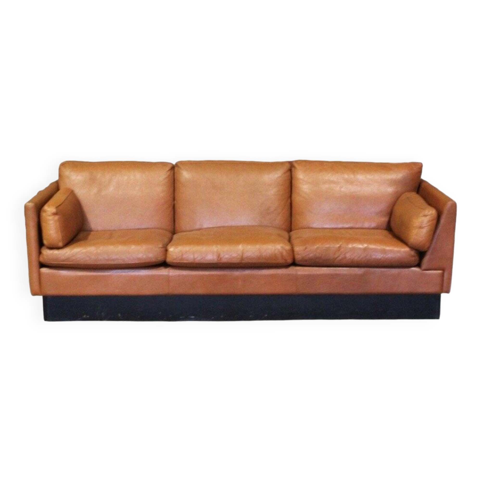 Vintage Scandinavian asymmetrical sofa, with brown leather