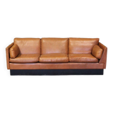 Vintage Scandinavian asymmetrical sofa, with brown leather