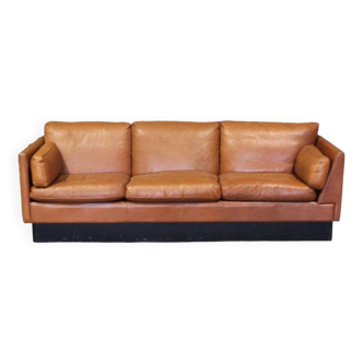 Vintage Scandinavian asymmetrical sofa, with brown leather