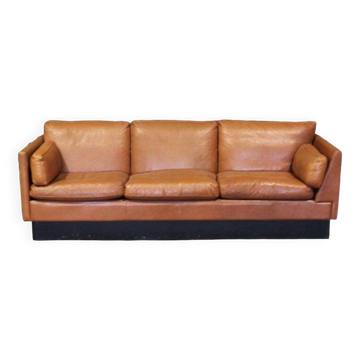 Vintage Scandinavian asymmetrical sofa, with brown leather