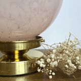 Vintage globe table lamp in pink Clichy glass