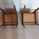 5 Scandinavian style chairs, wood and black faux leather.
