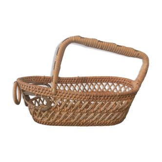 Antique wicker wine bottle holder servant