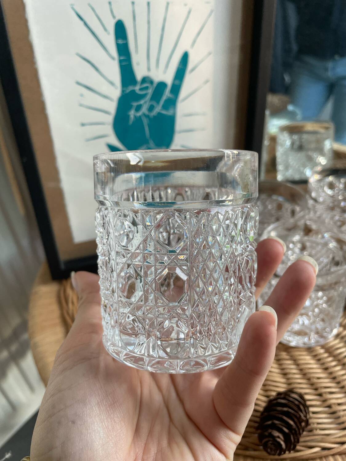 4 crystal whiskey glasses