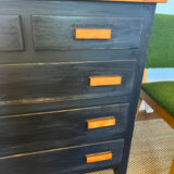 Vintage patinated black craft furniture style chest of drawers
