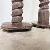 Paire de piédestal colonnes vis de pressage chêne 1900