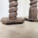 Pair of pedestal columns with oak pressing screws, 1900