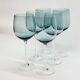 6 Large Wine or Water Balloon Glasses in Petrol Blue Color Blown Glass