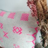 Pink and white bohemian Berber cushion