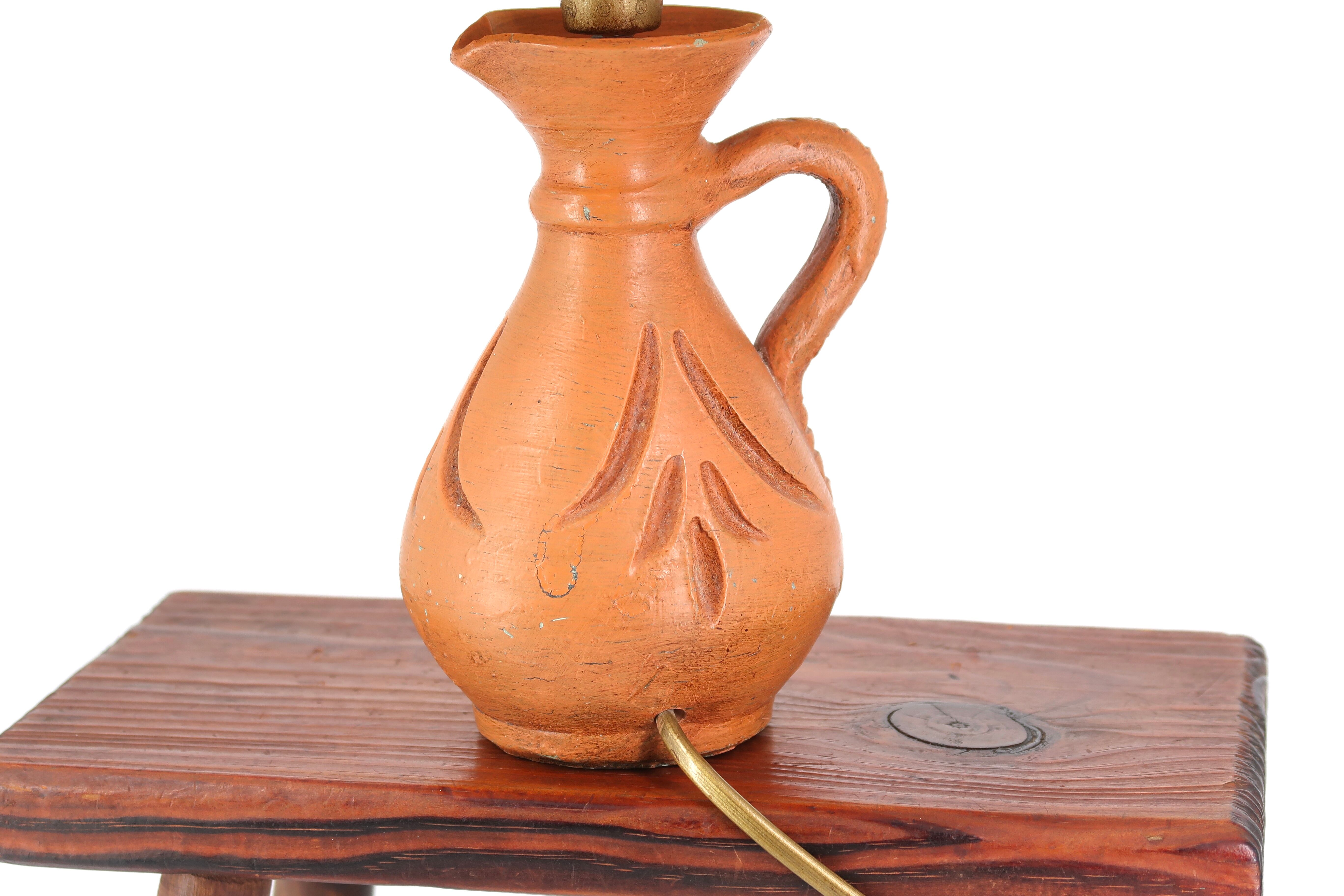 Ceramic lamp, beige lampshade, 60s