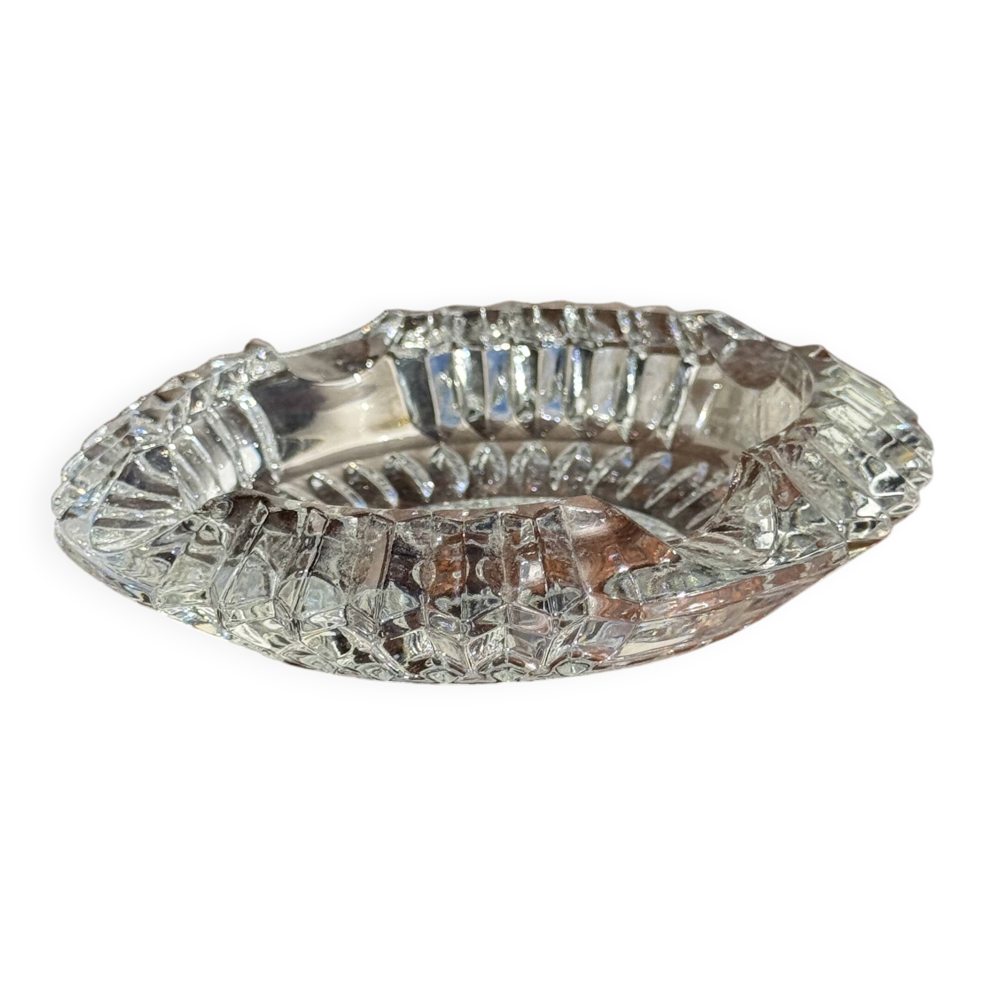 Classic glass ashtray with rose design and cigarette holder D13
