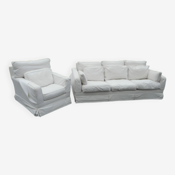 Roche Bobois Pacific Plus sofa and armchair with feather filling