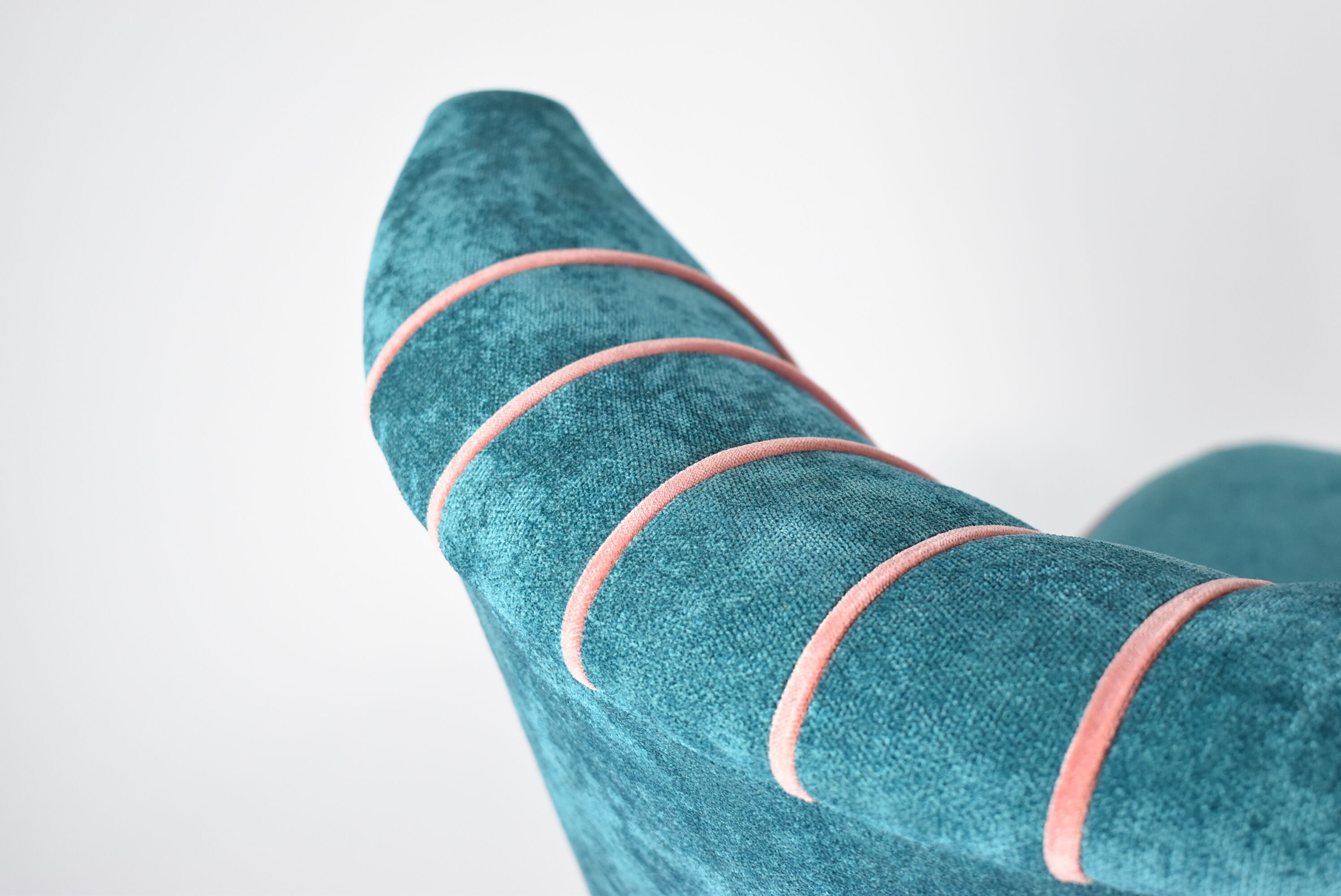 Cocktail vintage armchair, 60s, turquoise with pink edge, restored