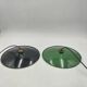 2 enameled sheet metal pendant lights