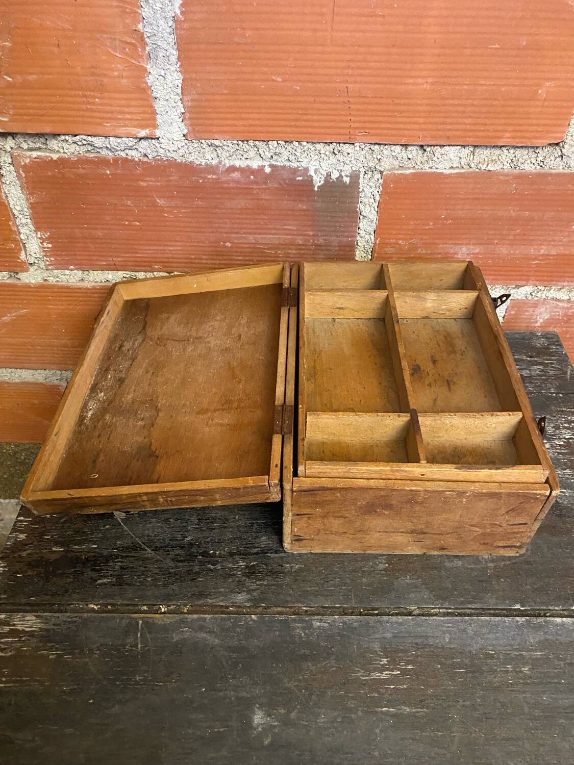 Vintage Wooden Interior Compartment Antique Jewellery Storage Box