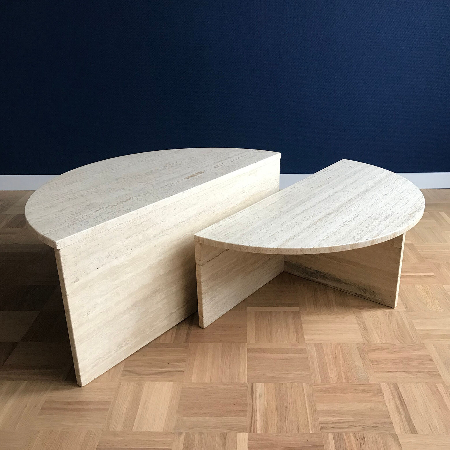 1970s Round Travertine Coffee Table