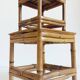 1950s Mid-Century French Bamboo and Wood Plant Pedestals, Hand-Crafted