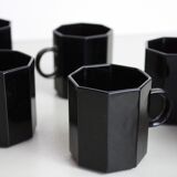 7 black cups Octime Arcoroc Esso collection
