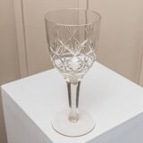 Transparent crystal glass XL Saint Louis wine glass with a faceted stem, France, 1930s