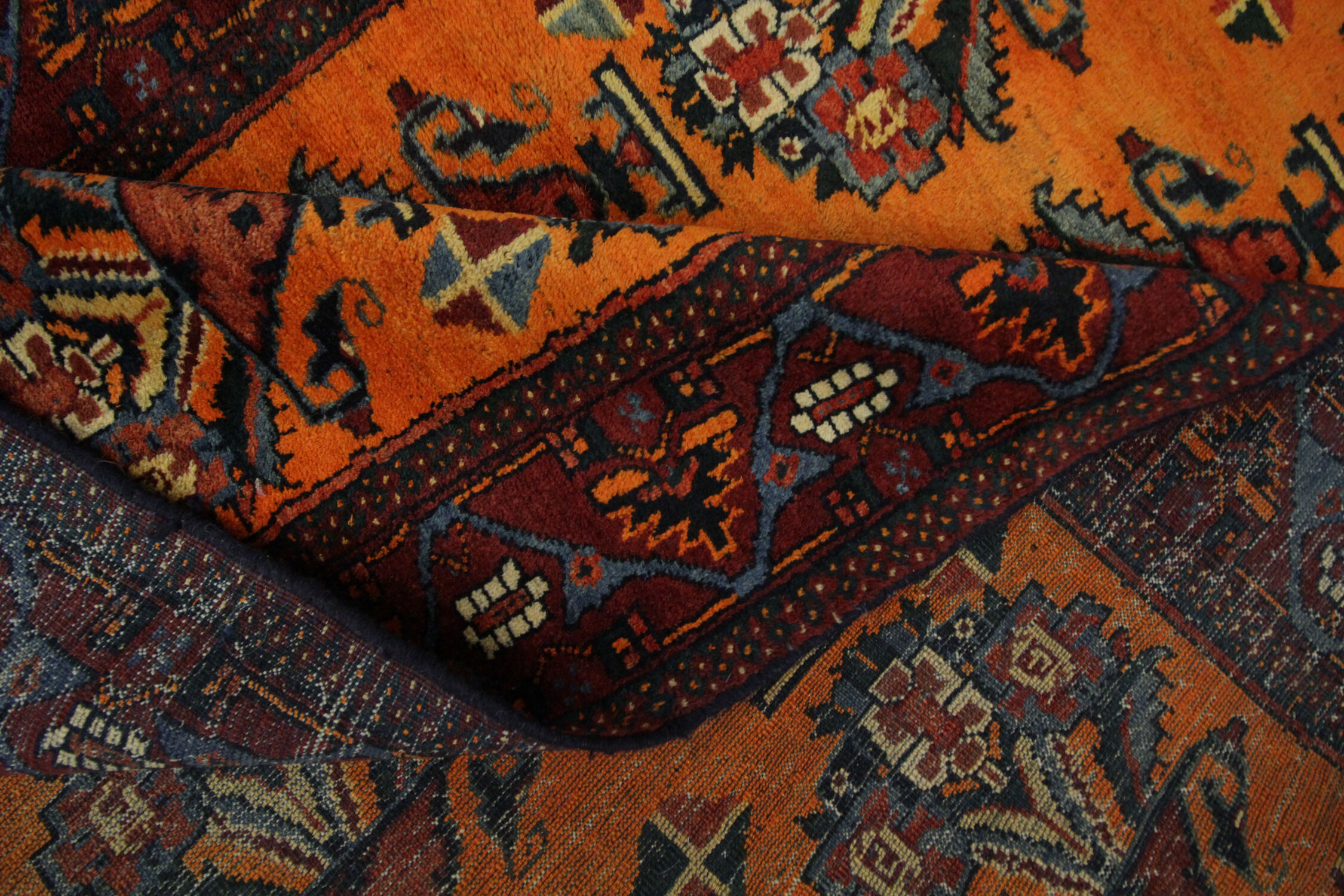 Handmade antique afshar tribe persian rug 114x243cm