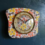 Vintage clock silent wall pendulum "Flowers"
