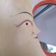Vintage 90s wooden moon mirror