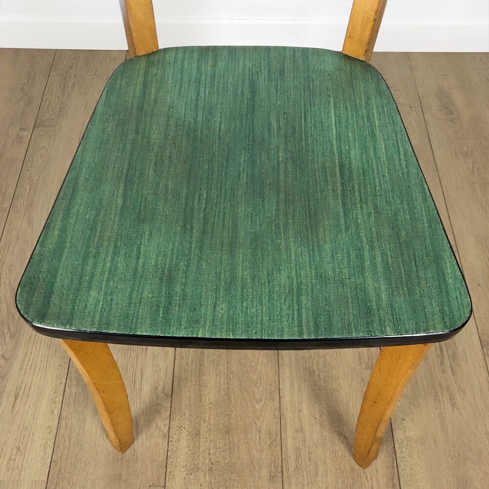 Lot of 6 chairs bistro green wood 50s