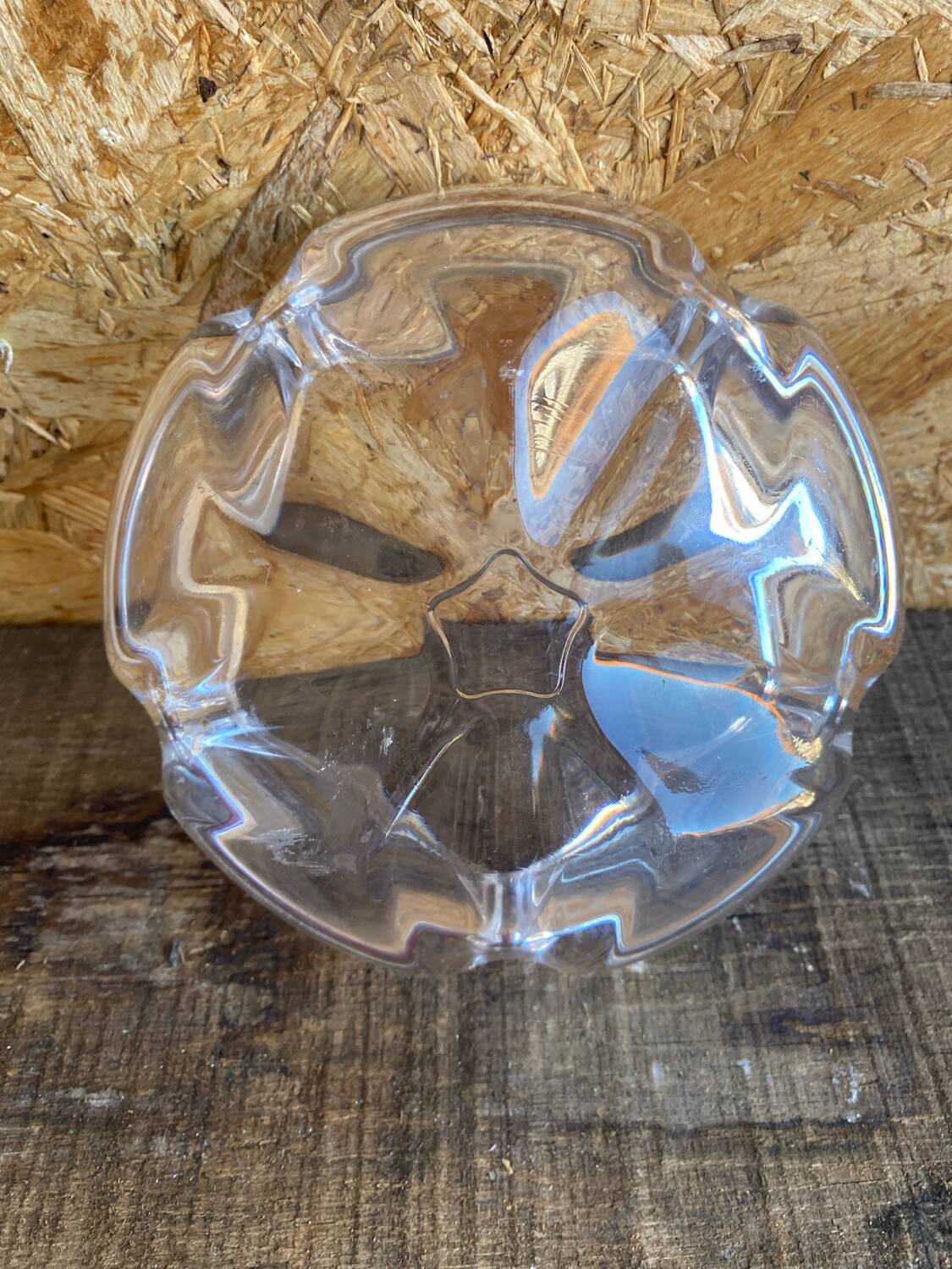 Vintage daum crystal petal shaped ashtray pocket video #d9