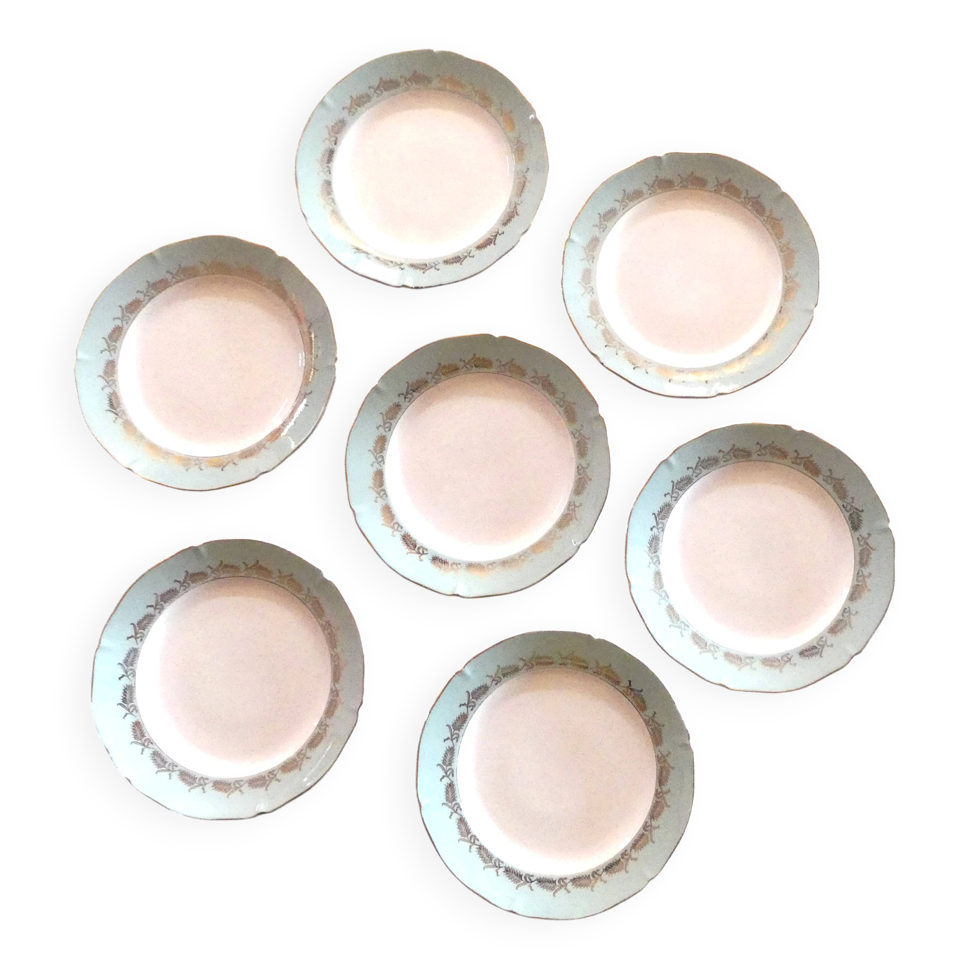 Set of 7 "Picardie" plates from Ceranord in semi-porcelain.