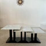 Italian design nesting marble coffee table set from the 70s vintage