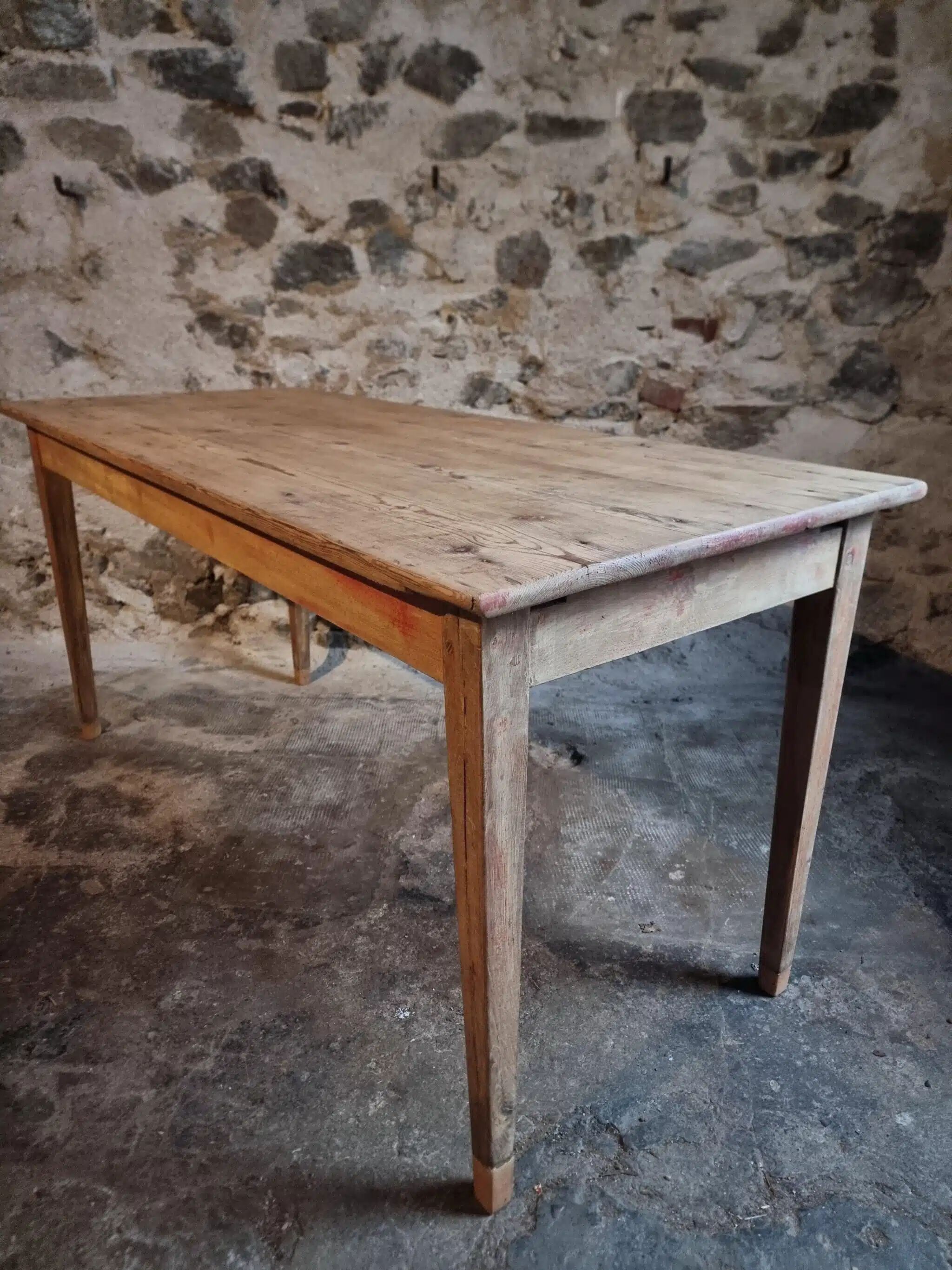Farm table in solid oak, beech, and pine, early 20th century.