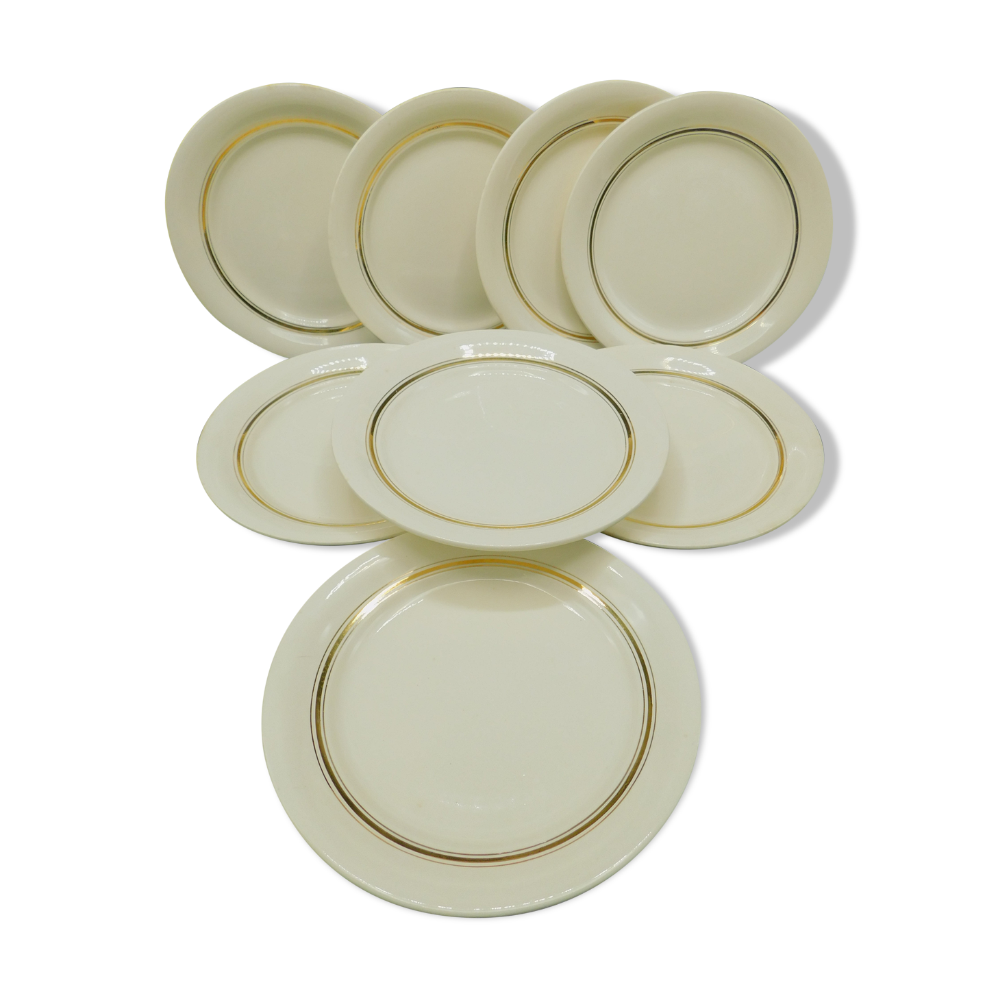 8 flat plates Villeroy - Boch Mettlach - Cream and Gold.