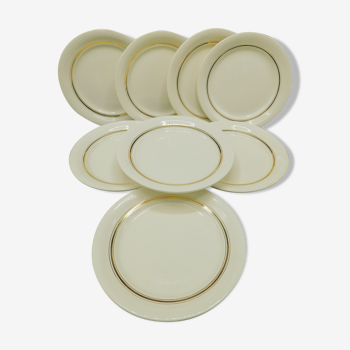 8 flat plates Villeroy - Boch Mettlach - Cream and Gold.