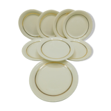 Set de 8 assiettes plates Villeroy & Boch Mettlach crème et Or.