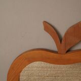 Large XL vintage retro wooden apple mirror, handcrafted, handmade object for children