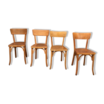Series of 4 Baumann chair in wooden bistro troquet vintage retro brewery