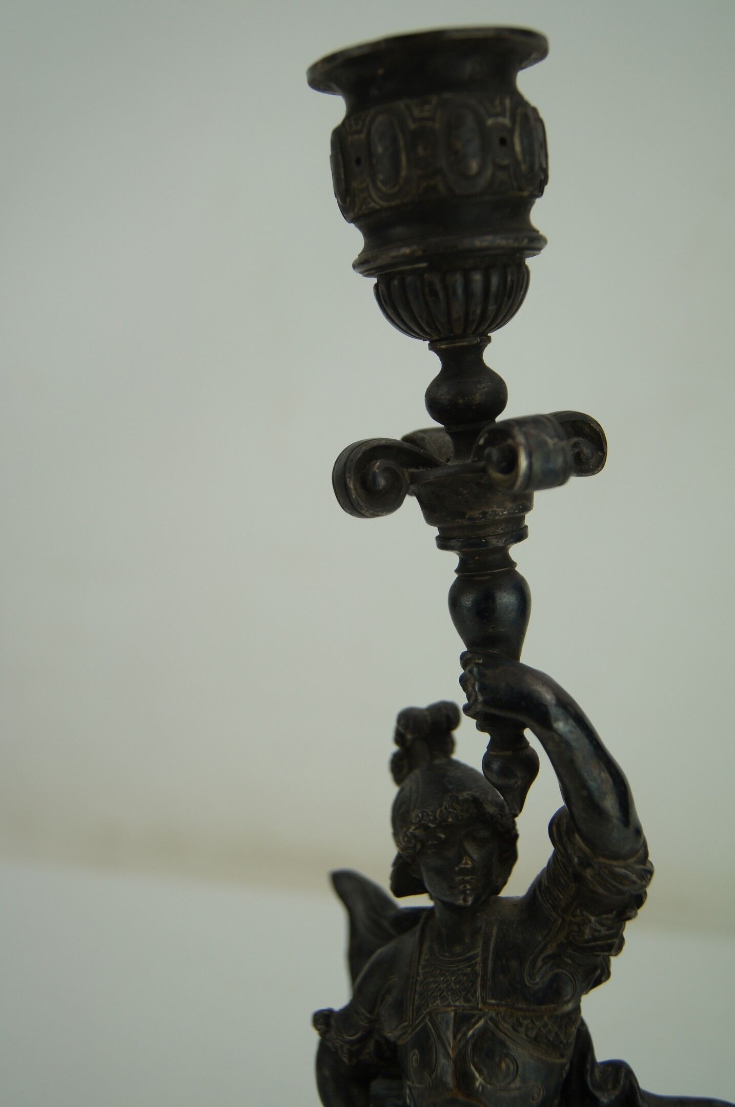 Silver bronze torch pair Paul Dubois